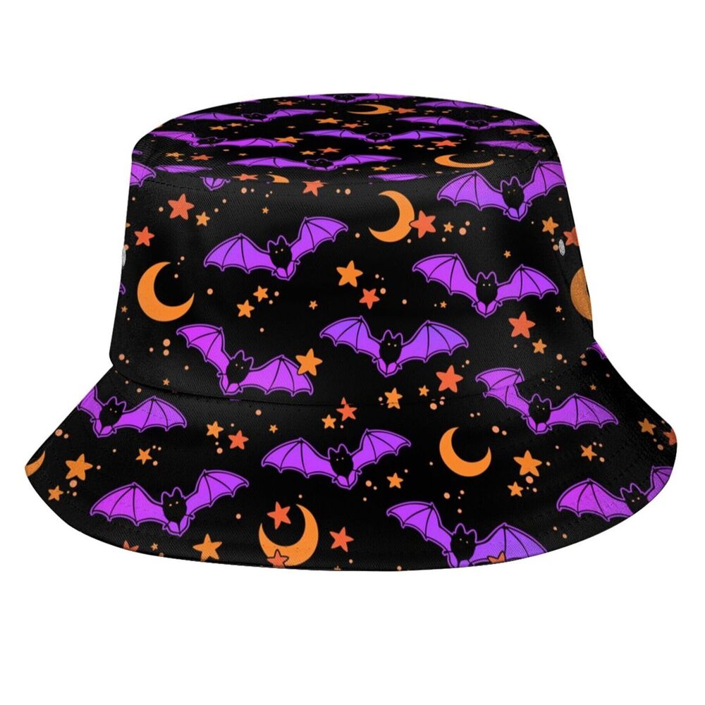 7023 Halloween Bats Bucket Hat Funny Halloween Hats Packable Outdoor